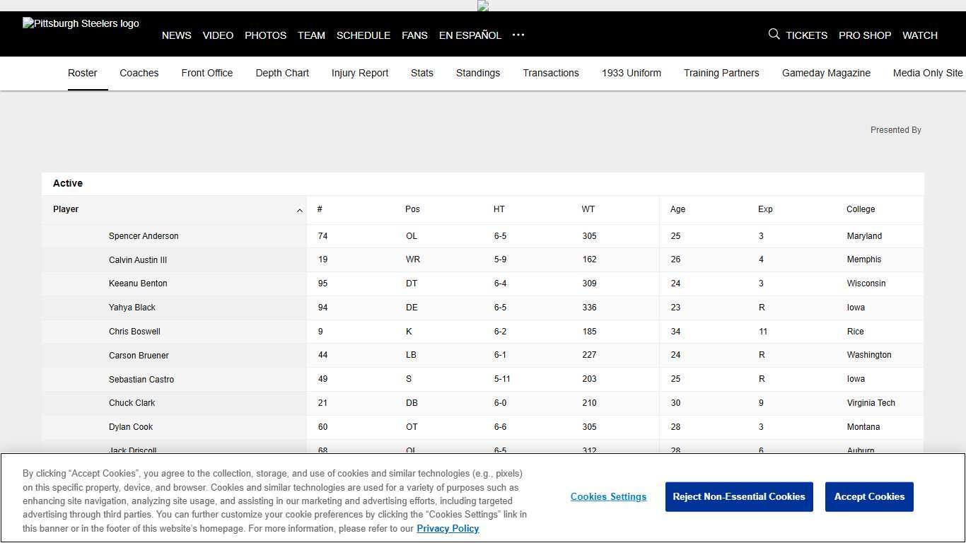 Steelers Player Roster | Pittsburgh Steelers - Steelers.com